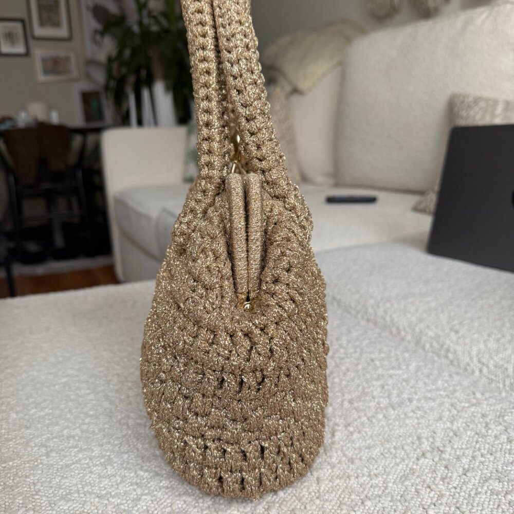 Gold Metallic Woven Bag - Picture 4 of 6